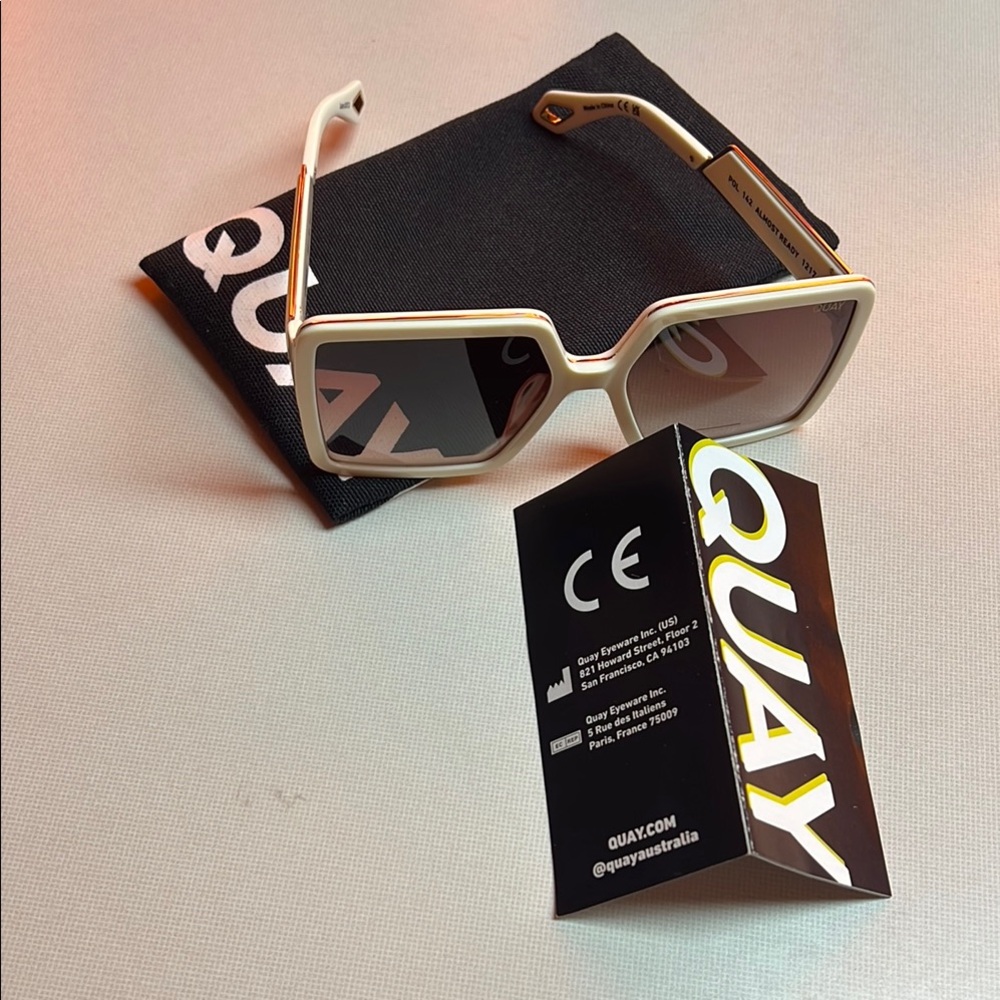 Quay Australia Cream Frame  and brown lenses Polarized Sunglasses NWOT - Picture 13 of 16